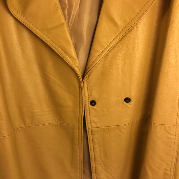 Soft Tan Plus Size LeatherTrench Coat (Size 2X) - Picture 7 of 10